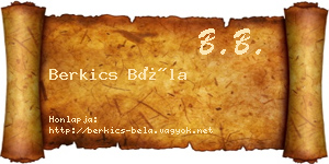 Berkics Béla névjegykártya